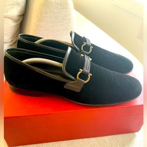 Salvatore Ferragamo Men’s Black Velvet Tuxedo Shoes ‘Party’ Sz 10